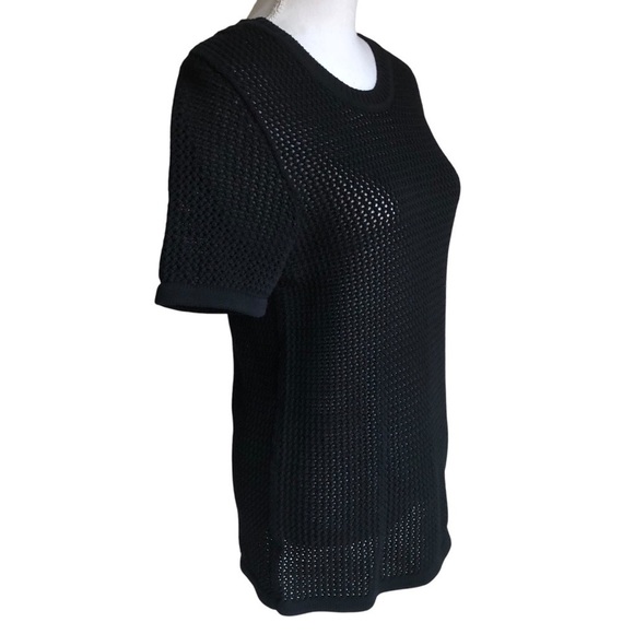 TNA Delamont Sweater Short Sleeve Open Knit Pattern Black Large - Picture 6 of 15